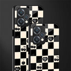 black cherries check pattern back phone cover | glass case for oneplus nord ce 2 lite 5g