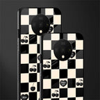 black cherries check pattern glass case for oneplus 7t image-2