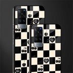 black cherries check pattern glass case for vivo x60 image-2