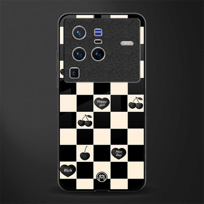 black cherries check pattern glass case for vivo x80 pro 5g image