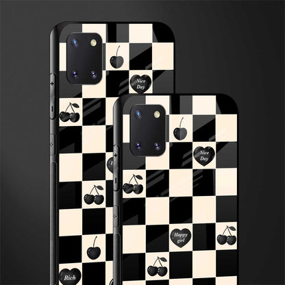 black cherries check pattern glass case for samsung a81 image-2