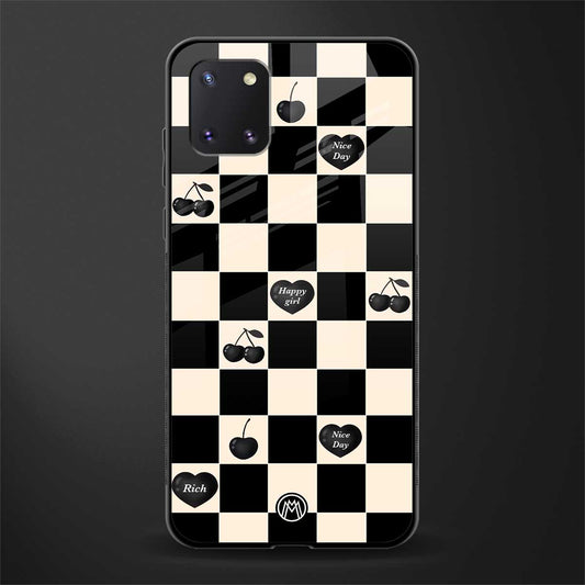 black cherries check pattern glass case for samsung a81 image