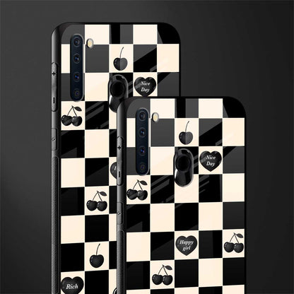 black cherries check pattern glass case for samsung a21 image-2