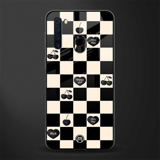 black cherries check pattern glass case for samsung a21 image