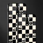 black cherries check pattern glass case for oneplus 6t image-2