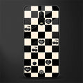 black cherries check pattern glass case for oneplus 6t image