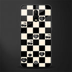 black cherries check pattern glass case for oneplus 6t image