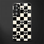 black cherries check pattern back phone cover | glass case for samsung galaxy f23 5g