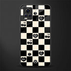 black cherries check pattern back phone cover | glass case for vivo v21e 4g