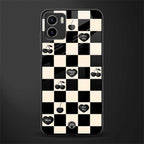 black cherries check pattern back phone cover | glass case for vivo y72