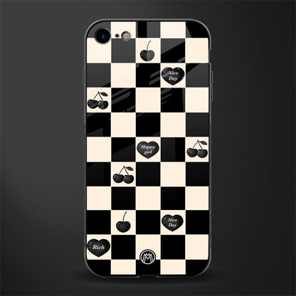 black cherries check pattern glass case for iphone 7 image