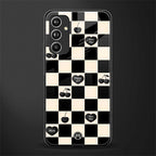 black cherries check pattern back phone cover | glass case for samsung galaxy a54 5g