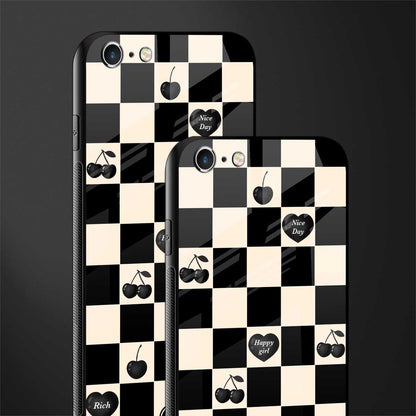 black cherries check pattern glass case for iphone 6 image-2
