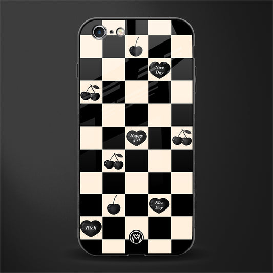 black cherries check pattern glass case for iphone 6 image