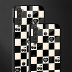black cherries check pattern glass case for oneplus nord ac2001 image-2