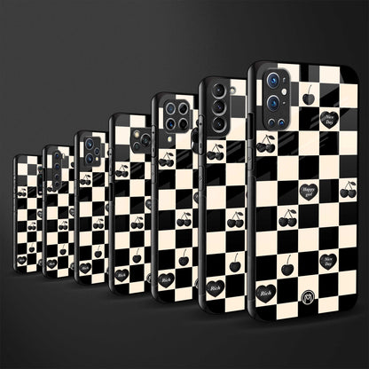 black cherries check pattern glass case for realme 8i image-3