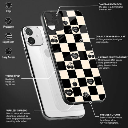 black cherries check pattern glass case for iphone 12 pro max image-4