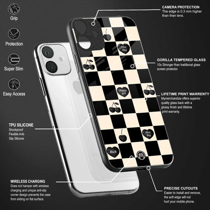 black cherries check pattern glass case for oneplus nord ce 5g image-4