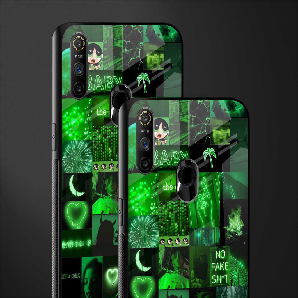 black green aesthetic collage glass case for realme narzo 10a image-2