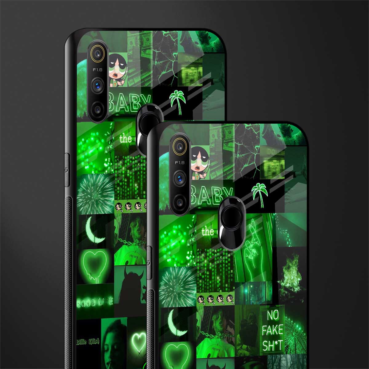 black green aesthetic collage glass case for realme narzo 20a image-2