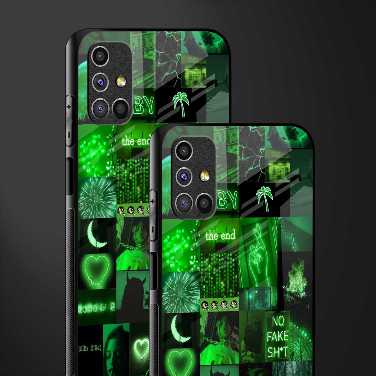 black green aesthetic collage glass case for samsung galaxy m51 image-2