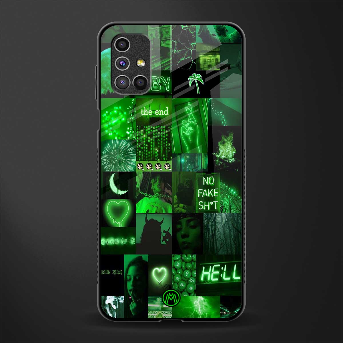 black green aesthetic collage glass case for samsung galaxy m51 image