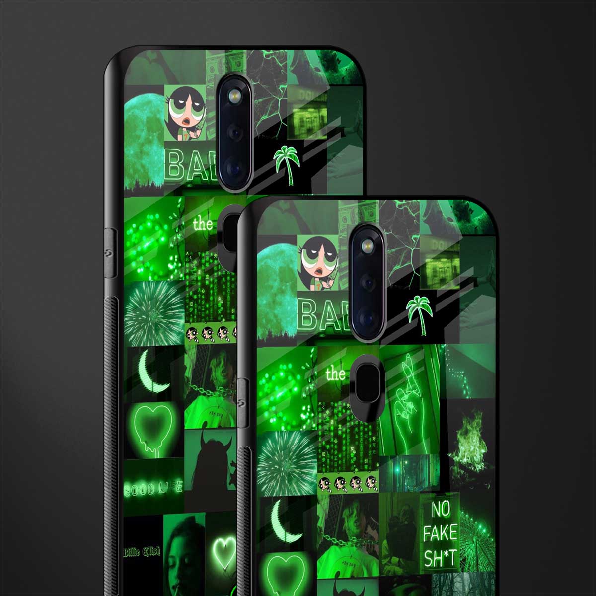 black green aesthetic collage glass case for oppo f11 pro image-2