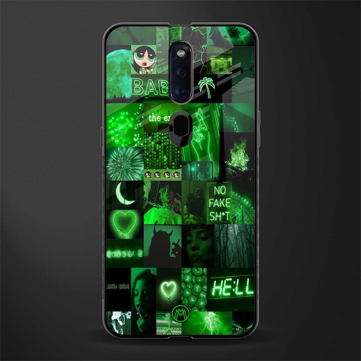 black green aesthetic collage glass case for oppo f11 pro image