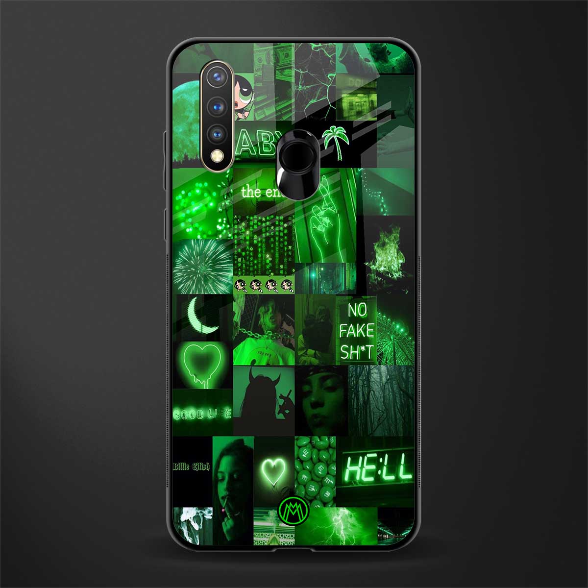 black green aesthetic collage glass case for vivo u20 image