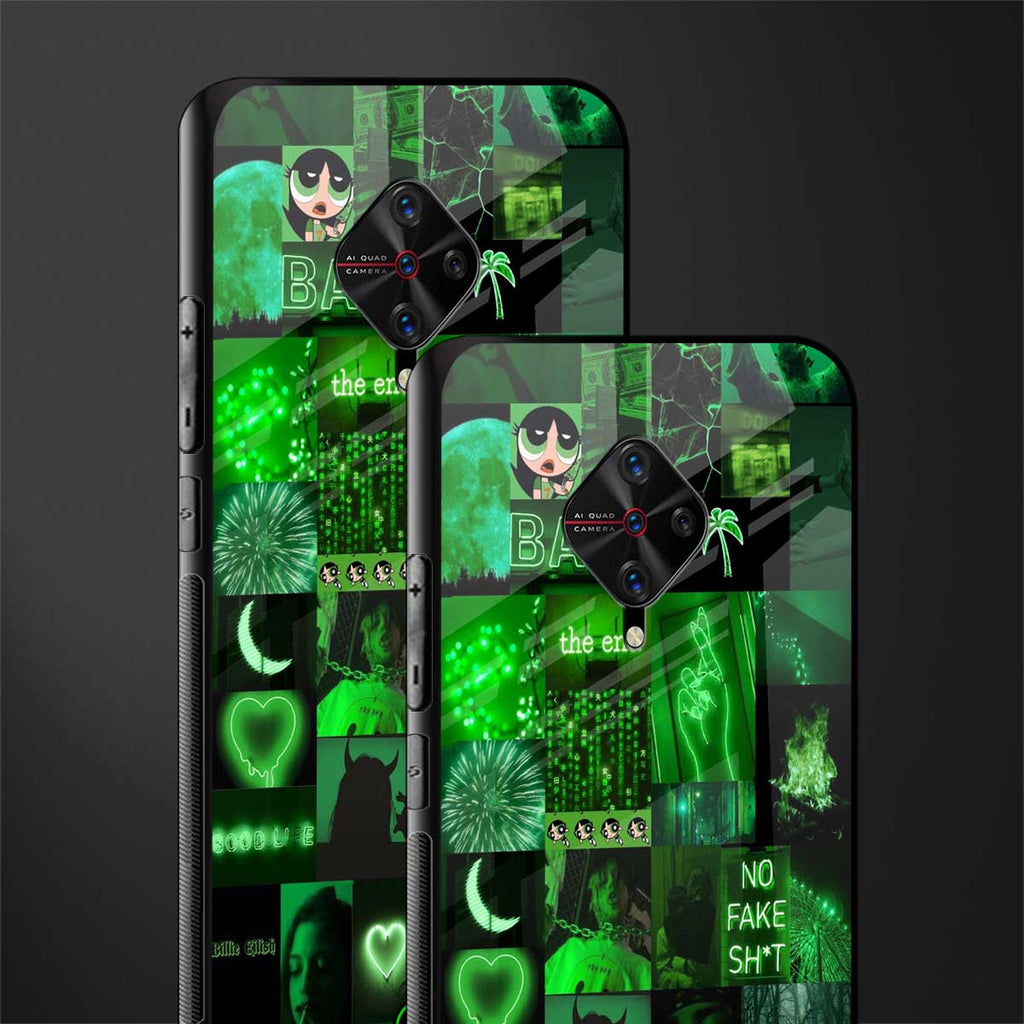 black green aesthetic collage glass case for vivo s1 pro image-2