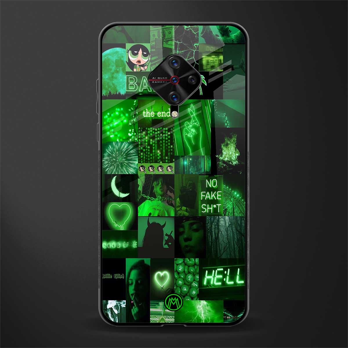 black green aesthetic collage glass case for vivo s1 pro image