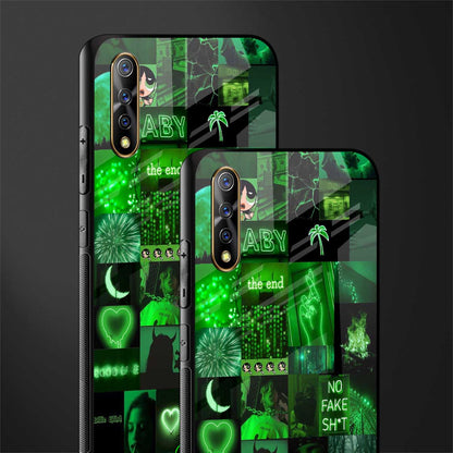 black green aesthetic collage glass case for vivo z1x image-2