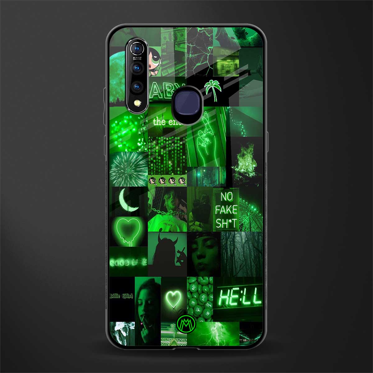 black green aesthetic collage glass case for vivo z1 pro image