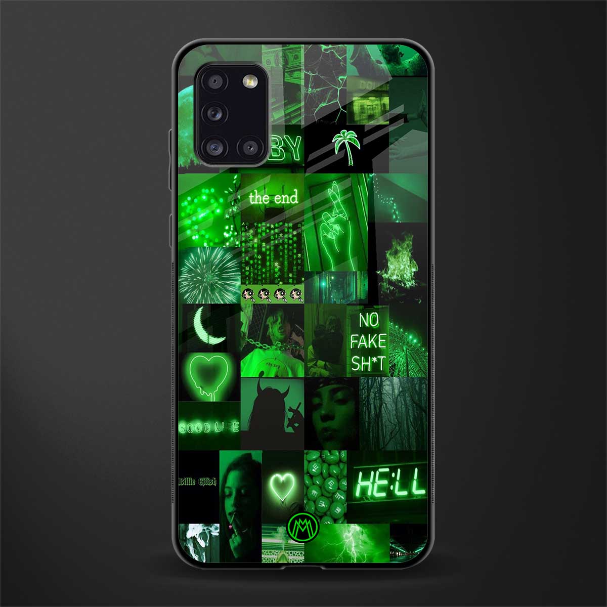 black green aesthetic collage glass case for samsung galaxy a31 image