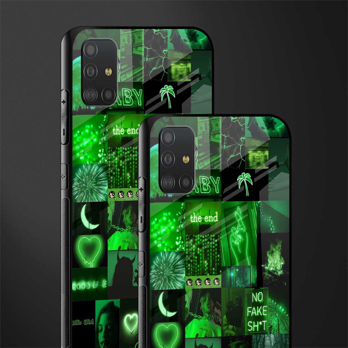 black green aesthetic collage glass case for samsung galaxy a51 image-2