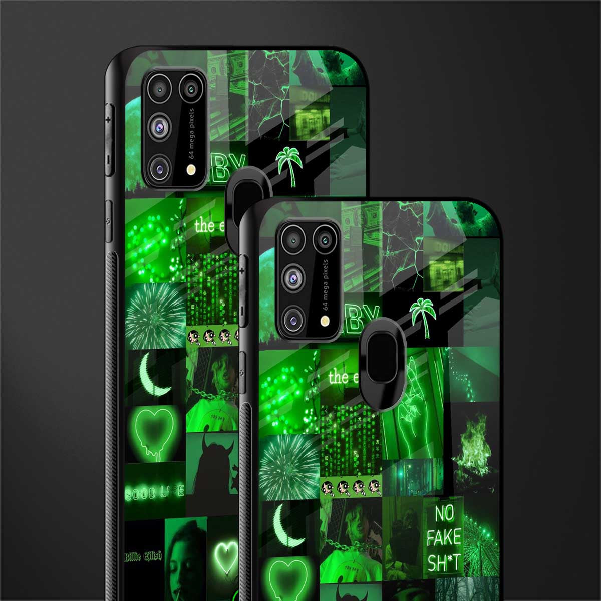 black green aesthetic collage glass case for samsung galaxy f41 image-2