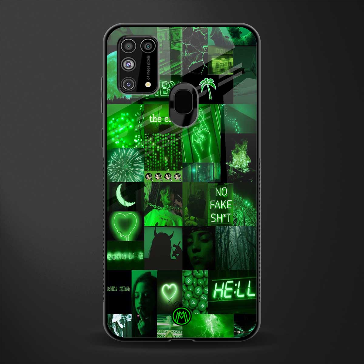 black green aesthetic collage glass case for samsung galaxy m31 image