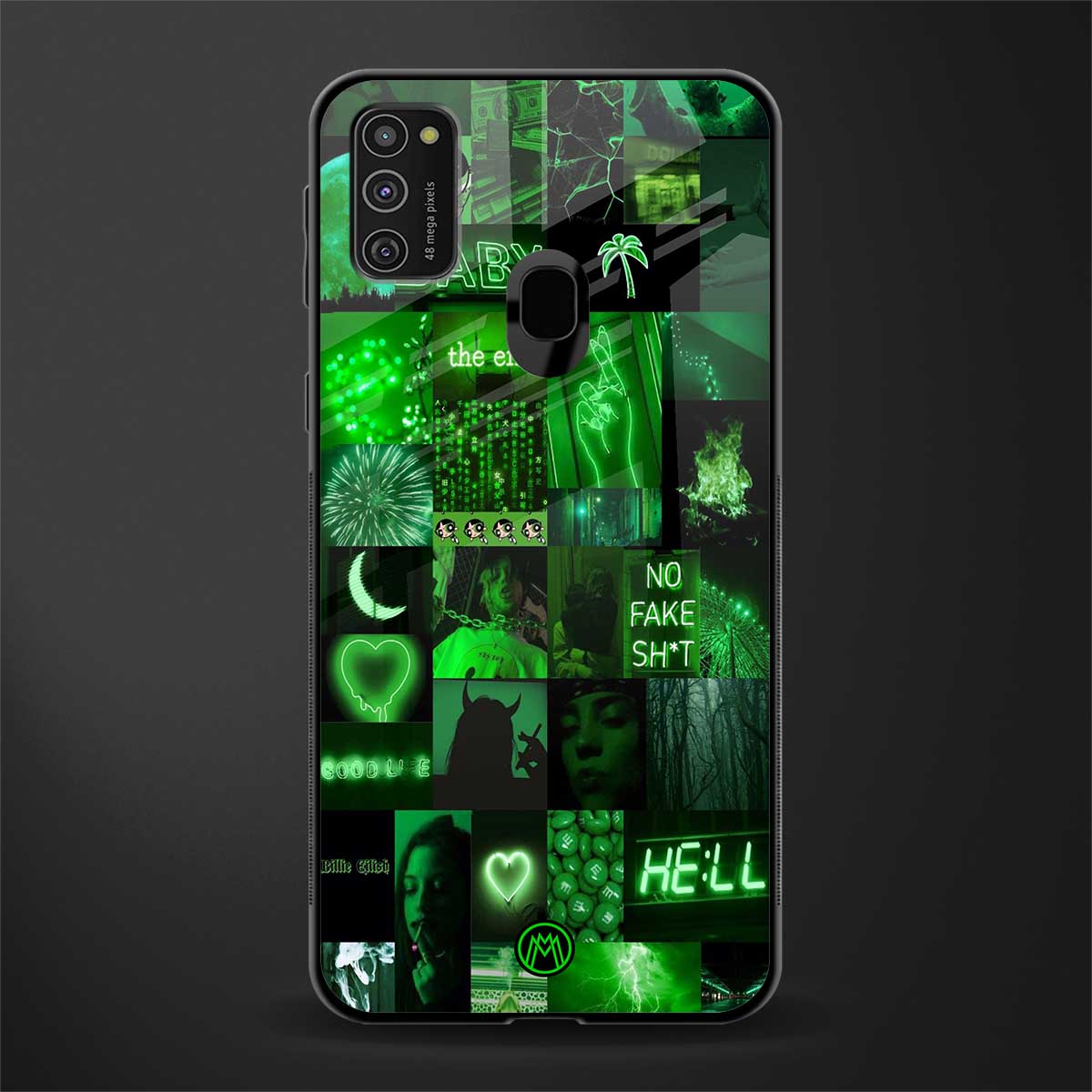 black green aesthetic collage glass case for samsung galaxy m21 image