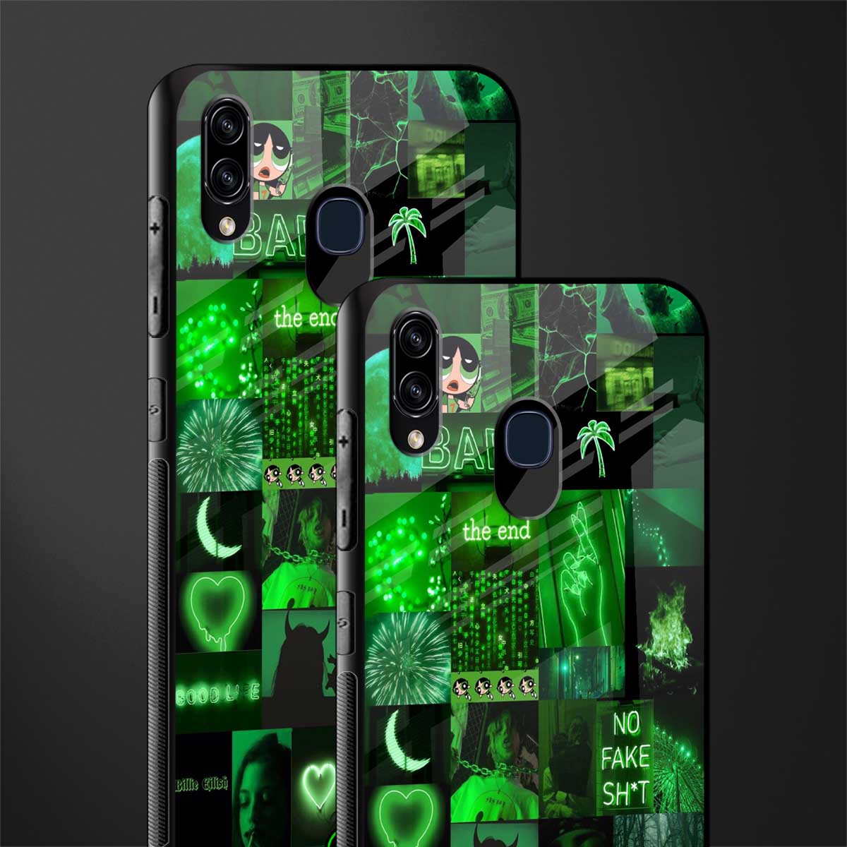 black green aesthetic collage glass case for samsung galaxy m10s image-2