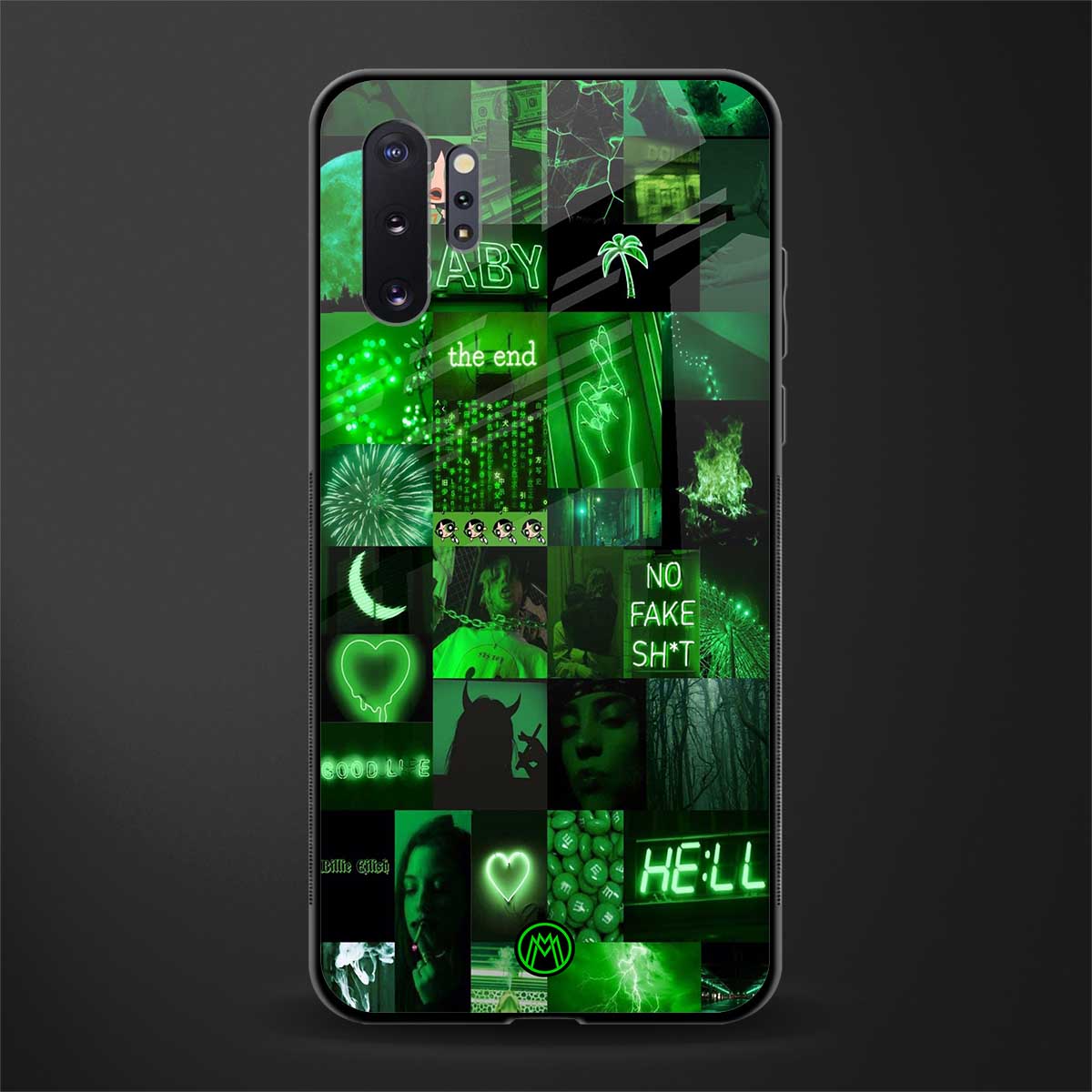 black green aesthetic collage glass case for samsung galaxy note 10 plus image