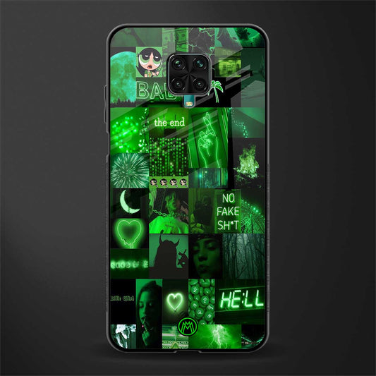 black green aesthetic collage glass case for redmi note 9 pro image