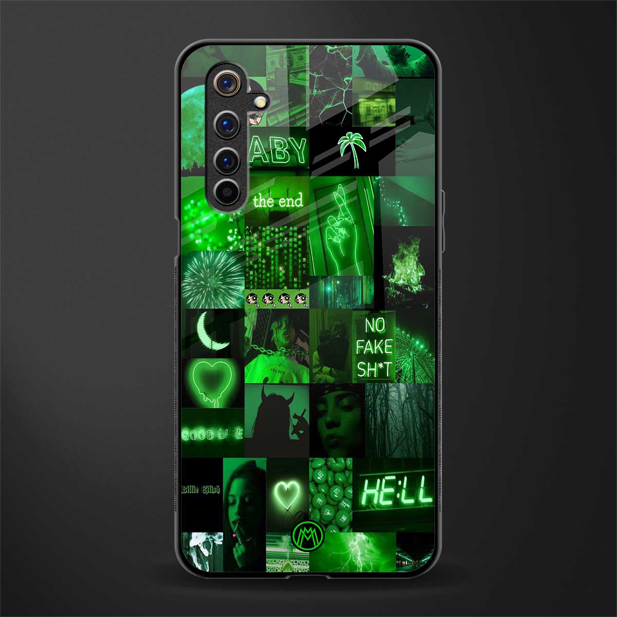 black green aesthetic collage glass case for realme 6 pro image