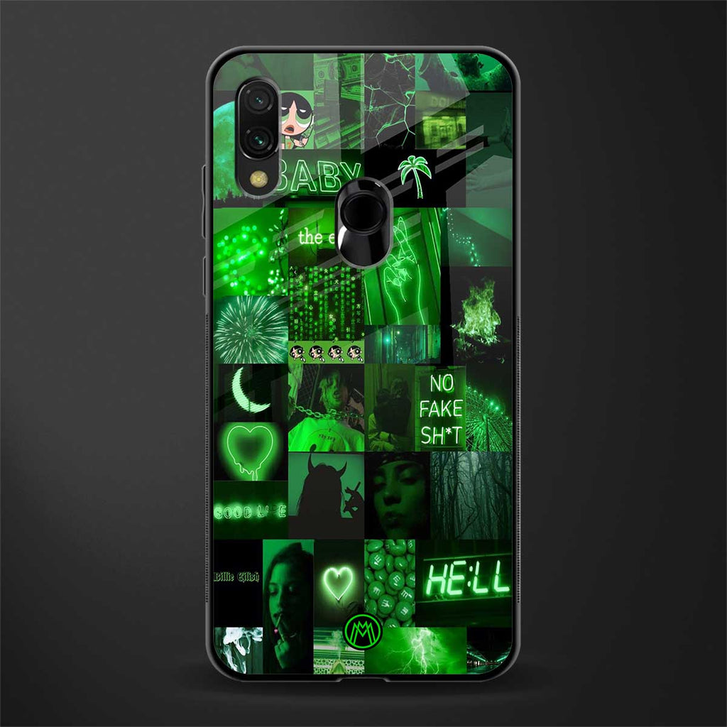 black green aesthetic collage glass case for redmi note 7s image