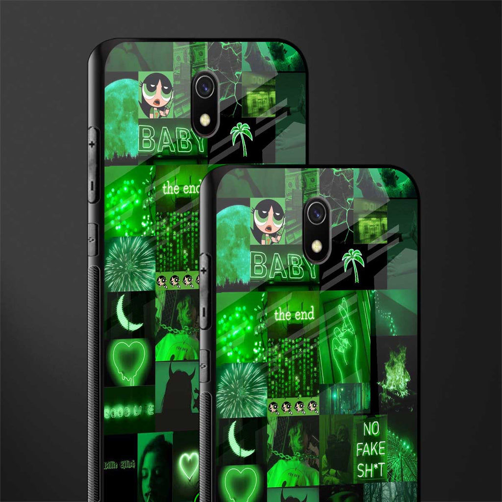 black green aesthetic collage glass case for redmi 8a image-2