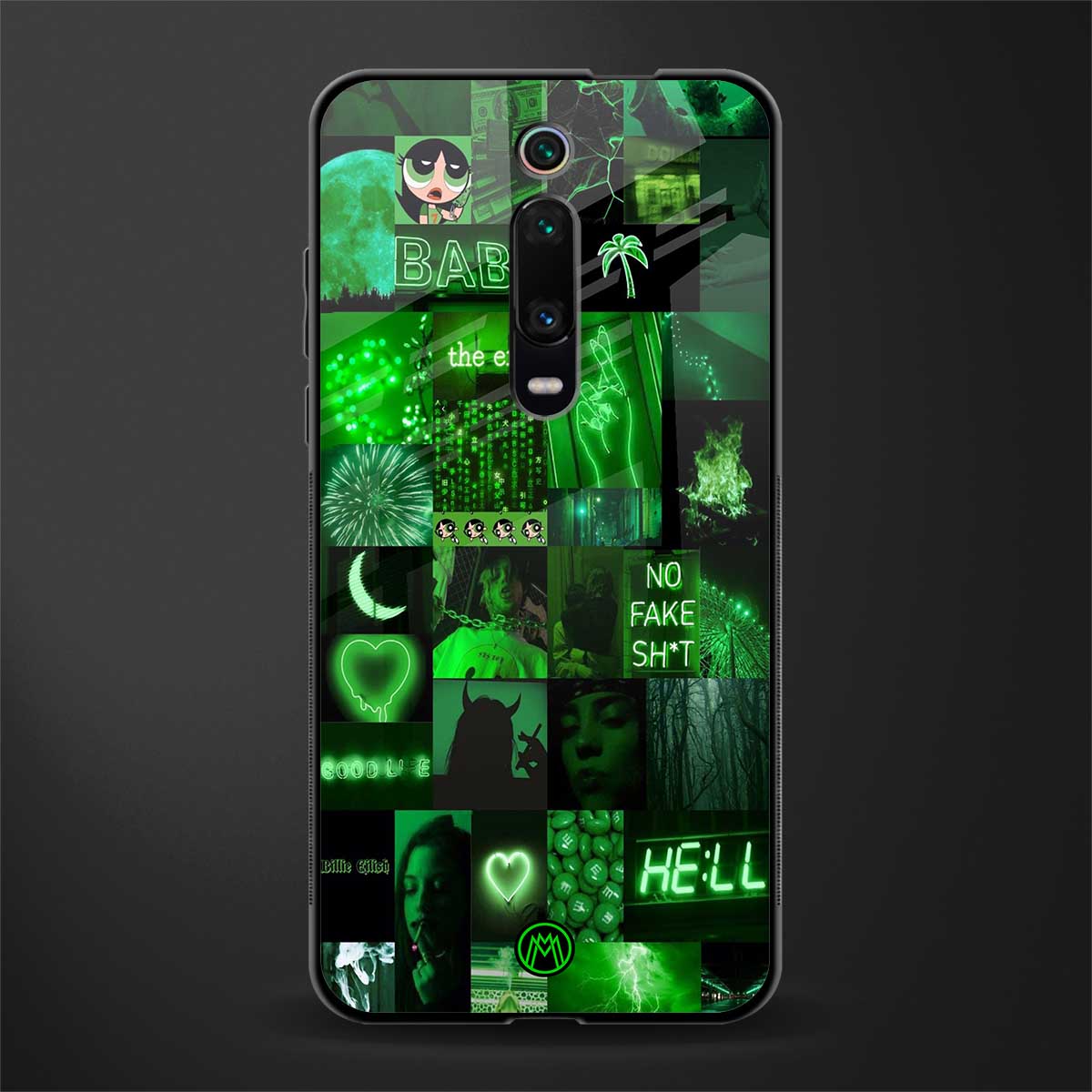 black green aesthetic collage glass case for redmi k20 image