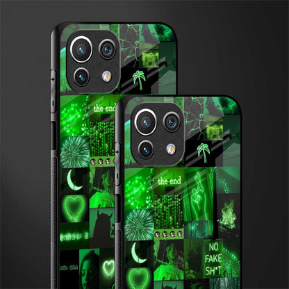 black green aesthetic collage glass case for mi 11 lite image-2