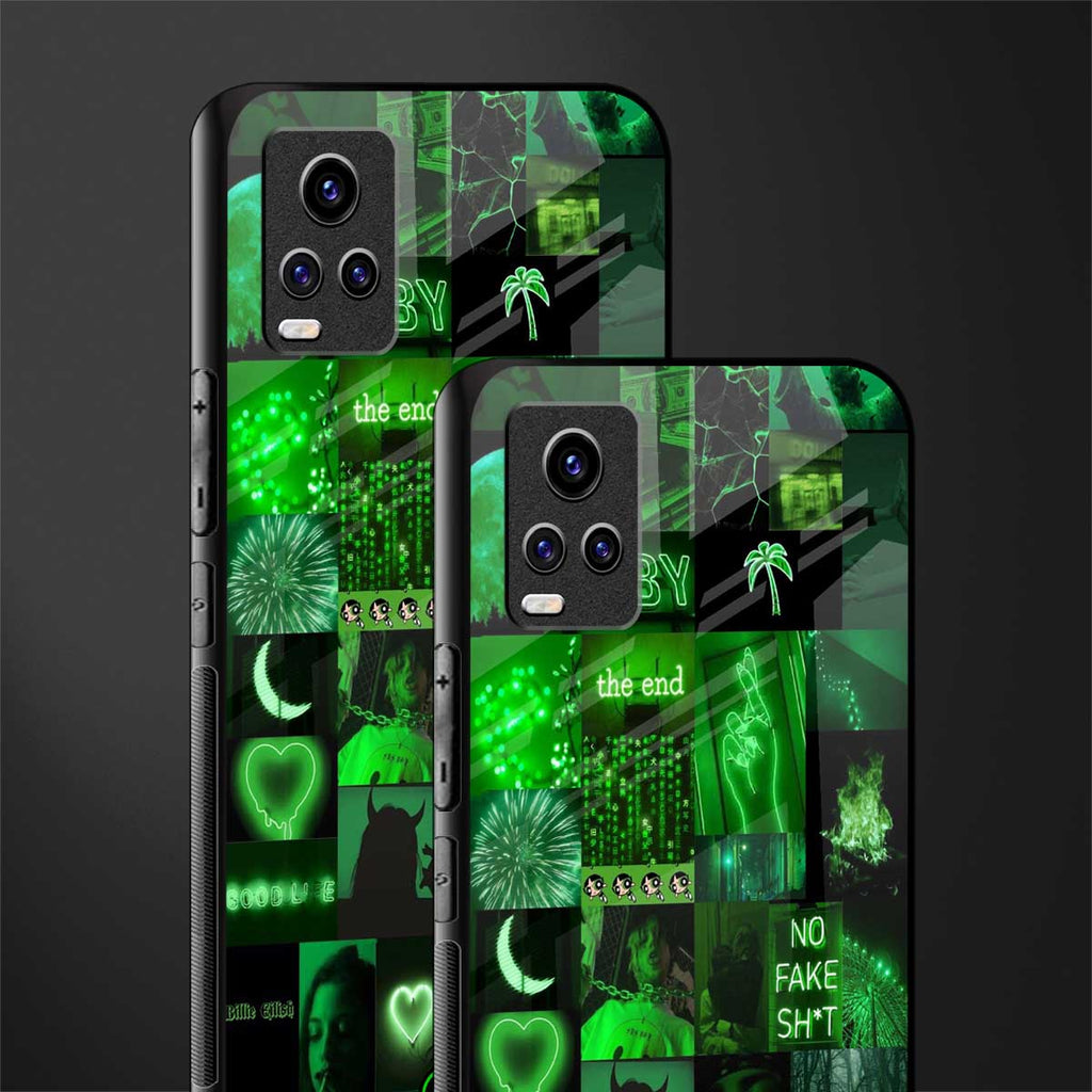 black green aesthetic collage back phone cover | glass case for vivo y73