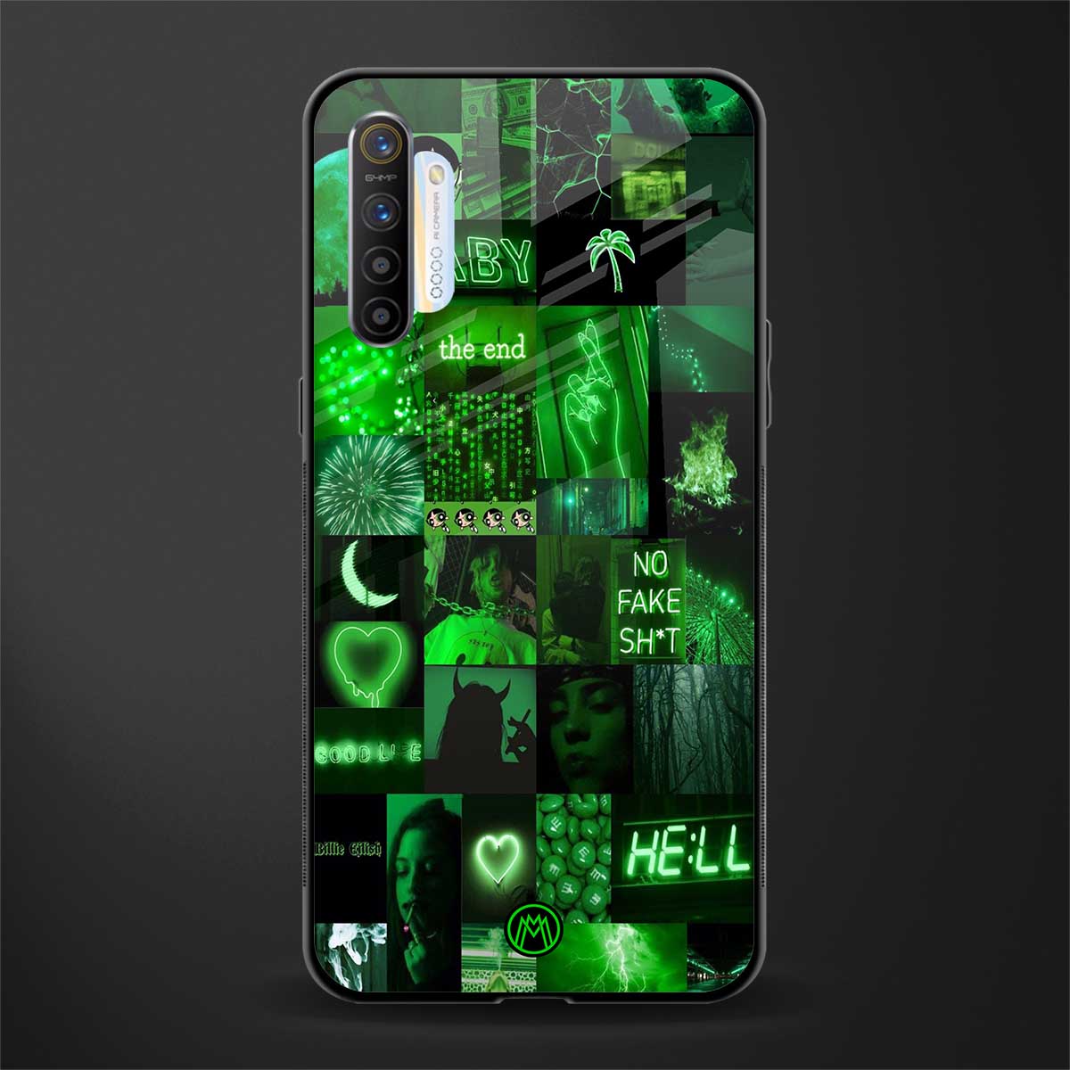 black green aesthetic collage glass case for realme xt image
