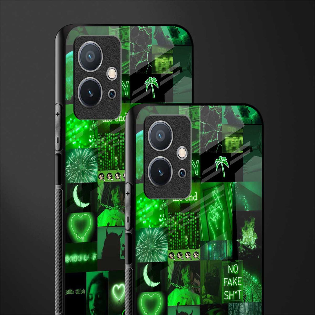 black green aesthetic collage glass case for vivo t1 5g image-2