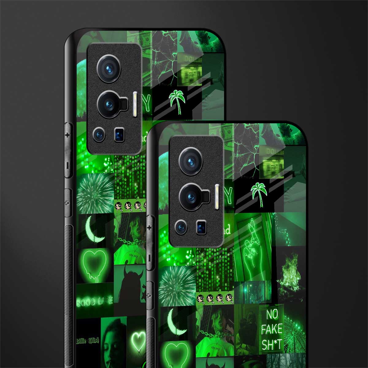 black green aesthetic collage glass case for vivo x70 pro image-2